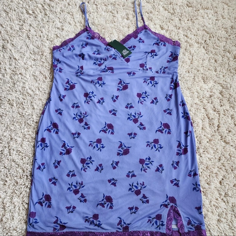 Periwinkle & Purple Floral Print Slip Dress - Picture 4 of 11